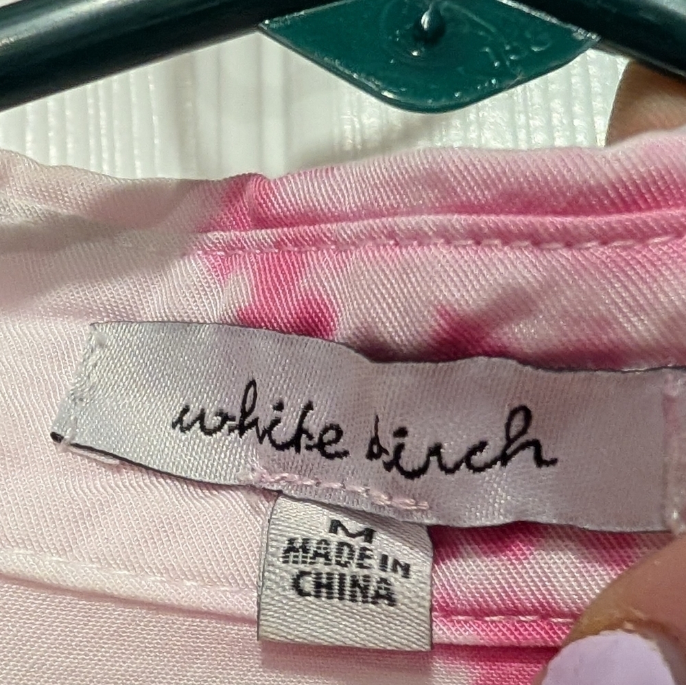 White Birch Tie Dye Button Down Shirt Pink White Medium - Picture 4 of 15